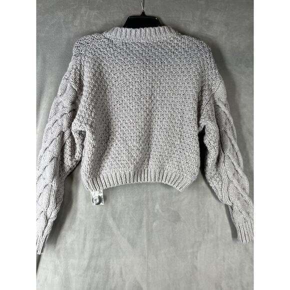 Free People Bonfire Cardi Cardigan Sweater Grey X- Large XL - Picture 5 of 7